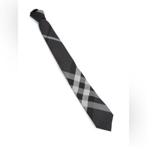 *SOLD*NWT Burberry Manston Silk Tie Dark Charcoal Gray Black